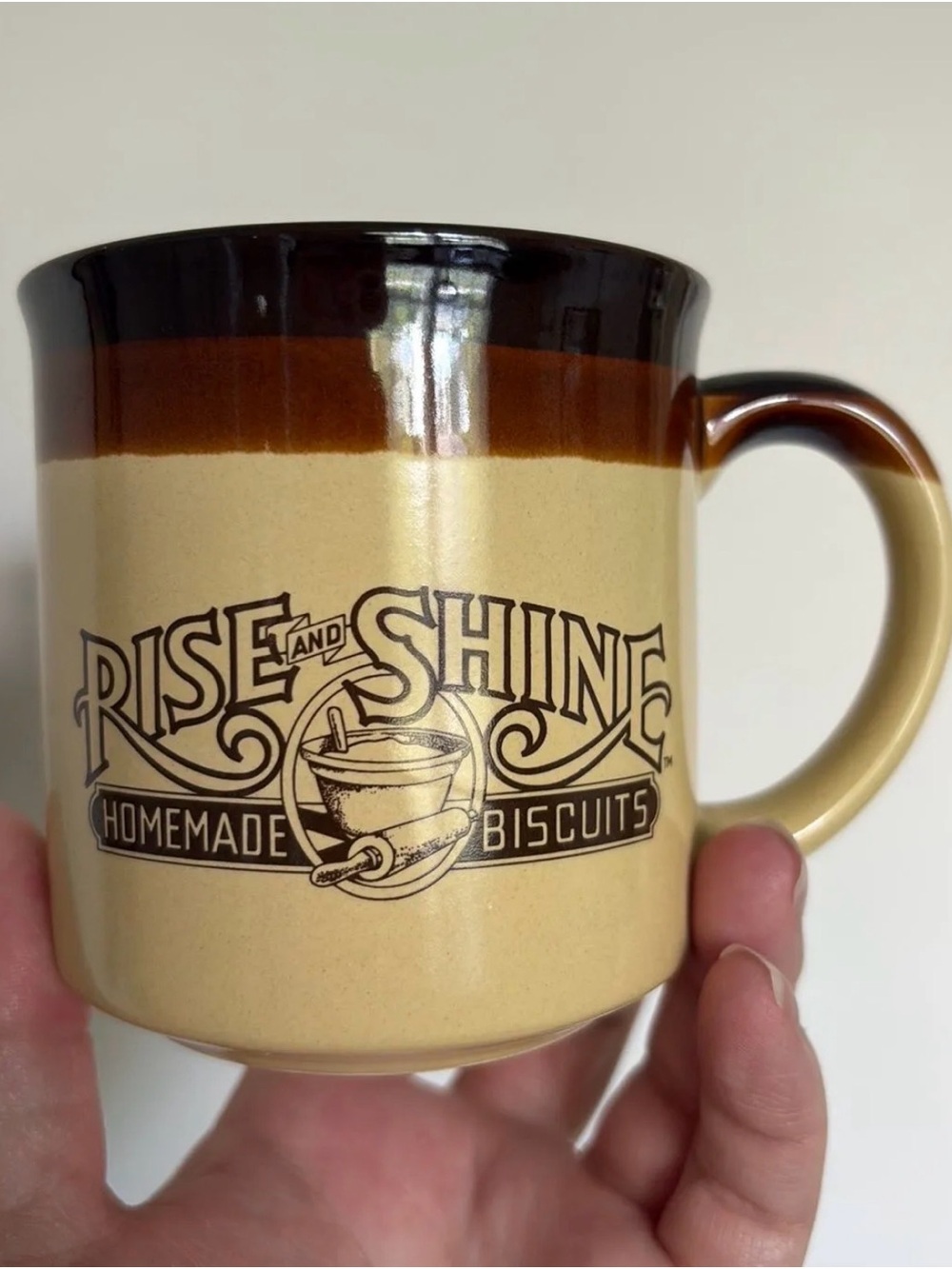 Vintage Hardees Two-Tone Rise and Shine Mug x 2 - Brown and Cream - Picture 2 of 6